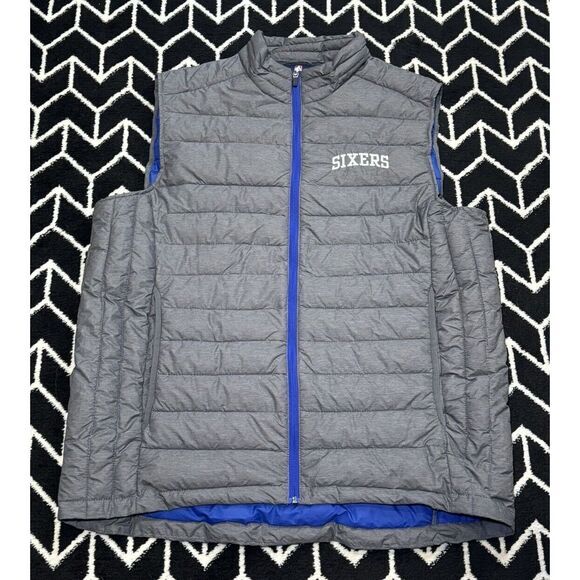 G-III by Carl Banks Gray NBA Philadelphia 76ers Puffer Vest Size Men's XL EUC - Picture 1 of 6